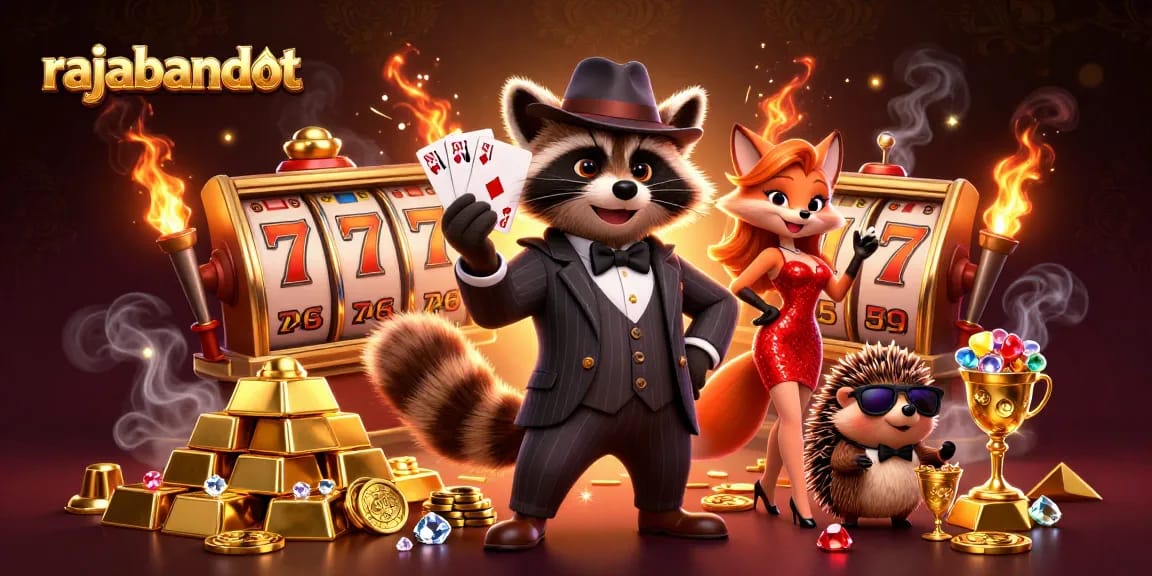 Experience rajabandot excitement with a suave raccoon in a royal flush amidst golden treasures!