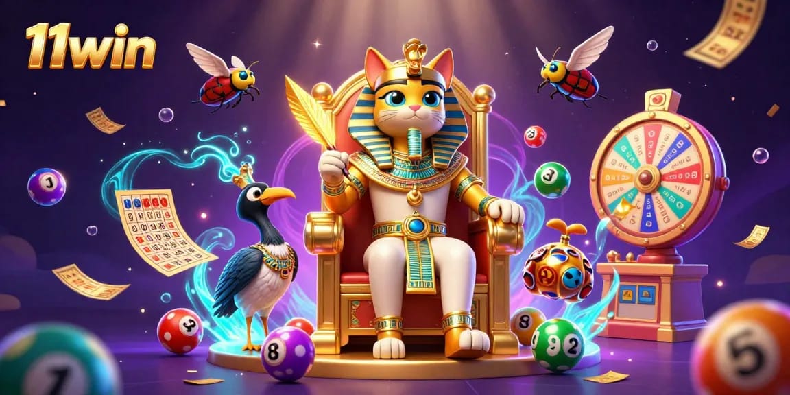 Win big with the vibrant 11win lottery scene showcasing colorful balls and engaging characters.