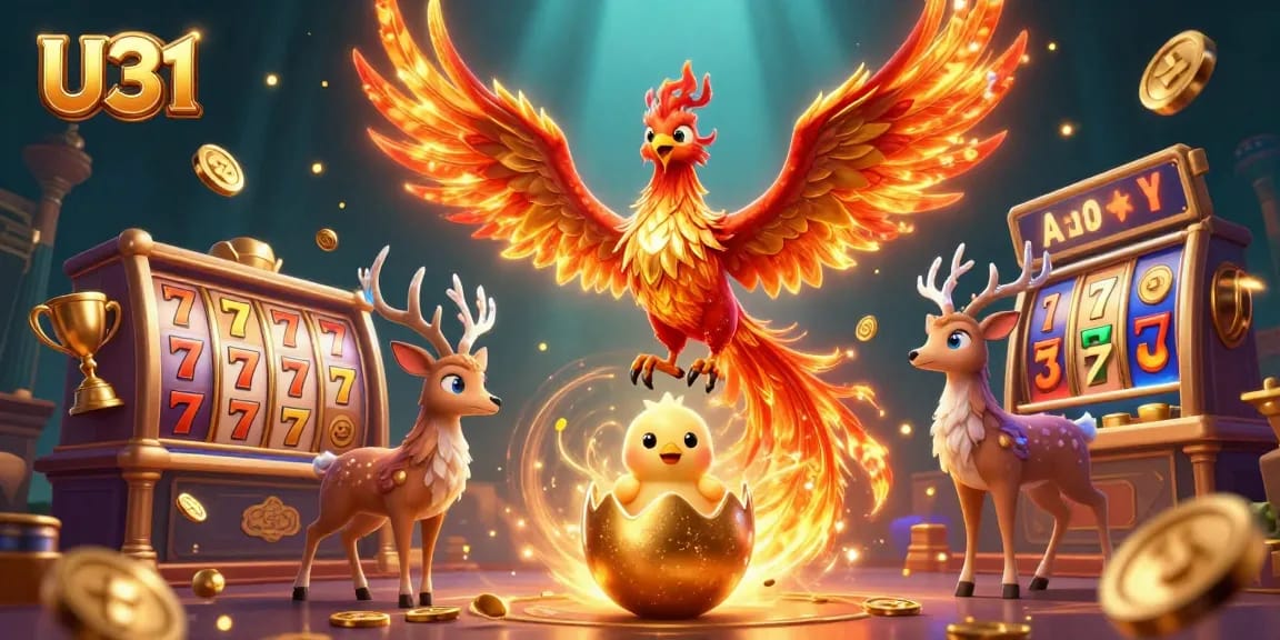 U31 transforms gaming with vibrant phoenix symbols, dynamic slot reels, and energizing casino elements.