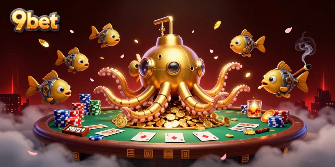 Engage with exciting 9bet gaming moments in this vibrant casino scene, featuring dynamic poker elements.
