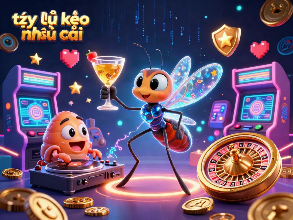 Engage with the vibrant tỷ lệ kèo nhà cái scene featuring cartoon characters in a dynamic casino setting.