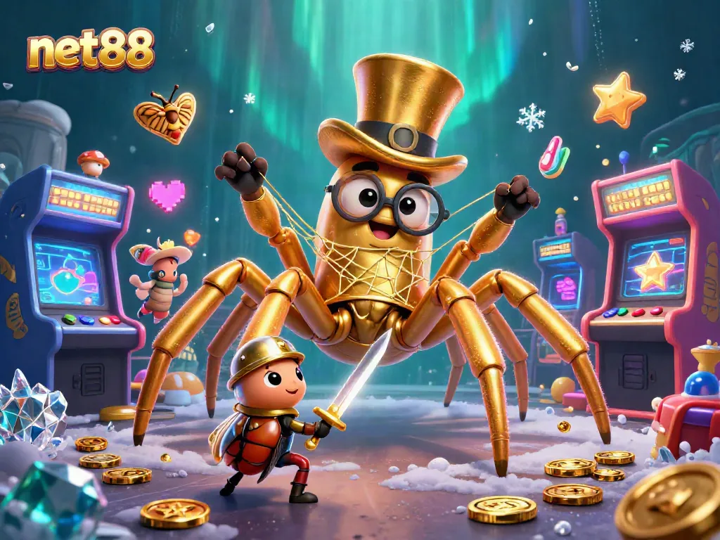 Engage in thrilling gaming at net88 with a vibrant scene of animated casino characters.