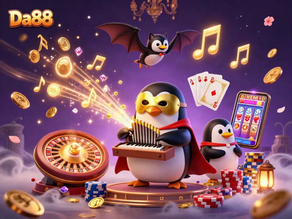 Witness the excitement at Da88 as the phantom opera penguin orchestrates a grand gambling scene.