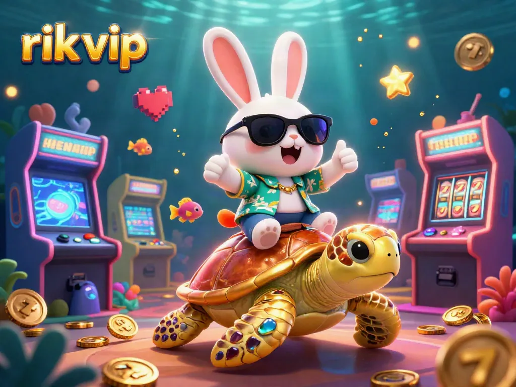 Experience thrilling gameplay with rik vip, enjoying the luck of an adorable rabbit and a golden turtle undersea.