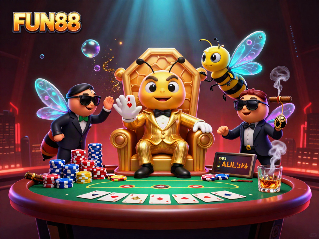 Experience the thrill of FUN88 with vibrant poker illustrations and captivating characters.