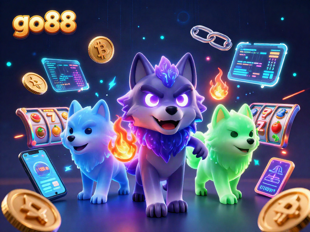 Experience go 88 thrills with a dynamic 3D casino scene featuring ghostly wolves and cryptocurrency