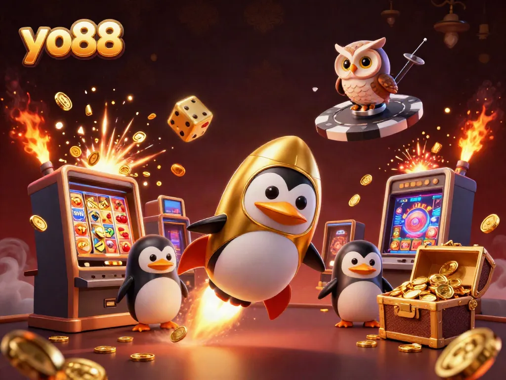 Experience thrilling gameplay with YO88, the premier online casino, showcasing a vibrant digital casino scene.