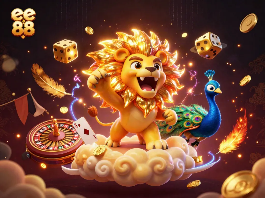 Spin the wheel and win big with ee 88 in this vibrant casino illustrated scene.