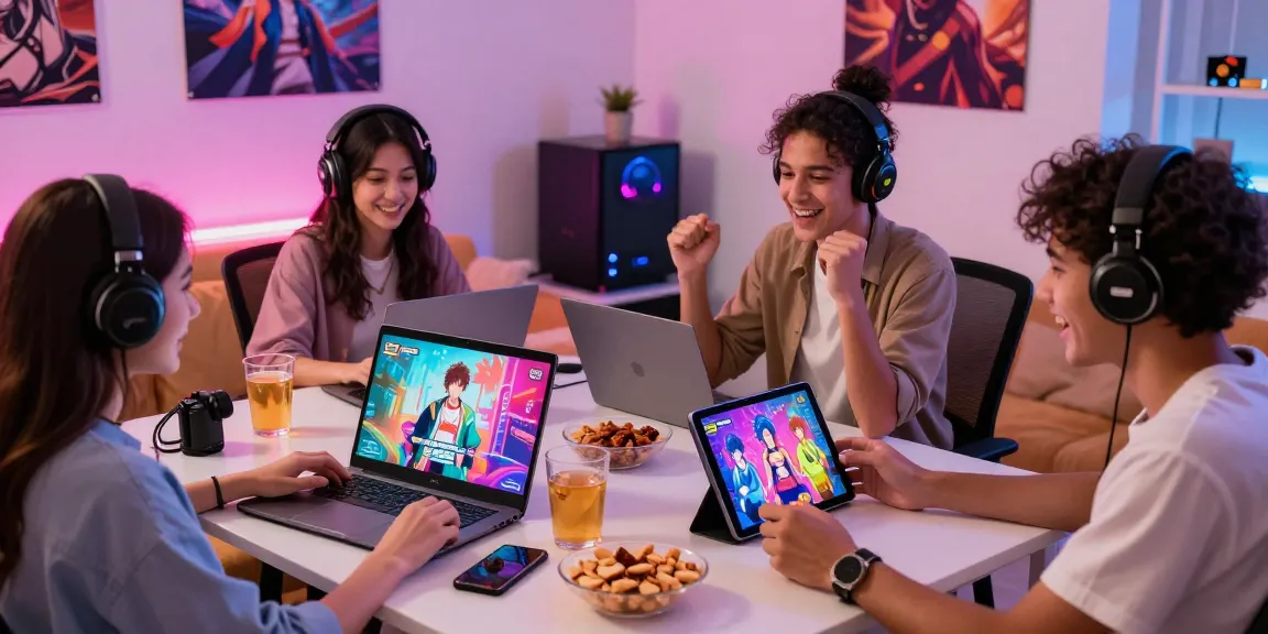 Playing a fun hentai game online with friends in a cozy gaming setup