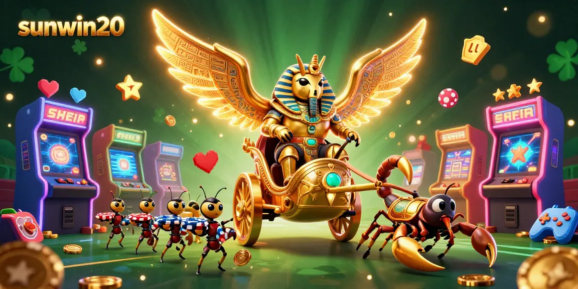 Win big with sunwin20 in a vibrant casino setting featuring animated characters and game elements.