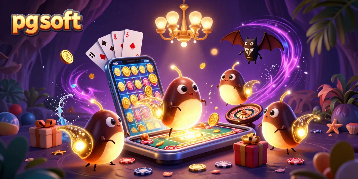 Spin vibrant slots and win big with pg soft in a neon-lit cave casino scene.