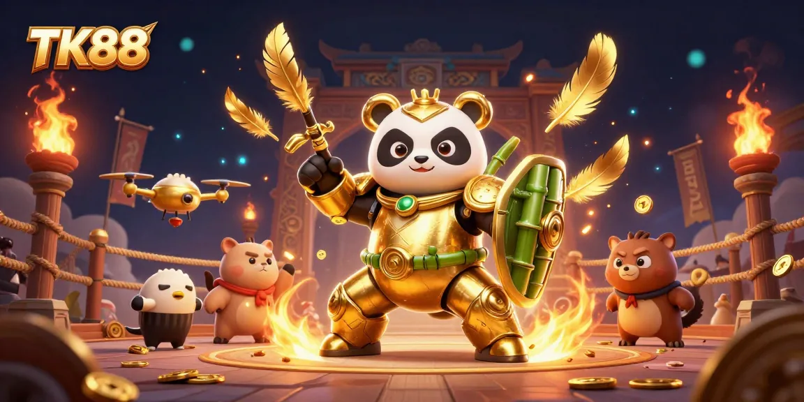 TK88 engages players in thrilling action in a dynamic casino arena with golden elements