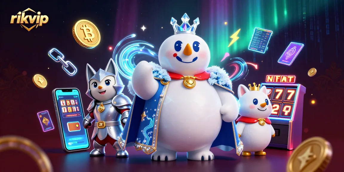 Win big with rikvip's thrilling casino games featuring a 3D ice king and slot elements!