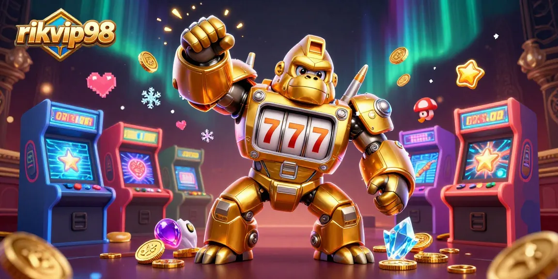 Engage with rikvip98's vibrant gaming world featuring dynamic characters and lively arcade elements.